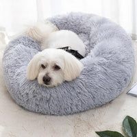 Lemuluxe Cat Beds for Indoor Cats 20 inches Cat Bed Fluffy Round Dog Bed Calming Soft Plush Donut Cat Bed Anti-SlipPuppy Pet Bed Cat Beds for Small Medium Dogs Kittens (Grey)